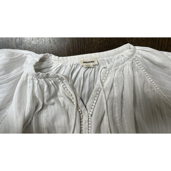 Zadig & Voltaire Trone Deluxe Lace Cotton Blouse Top sz M Boho Romantic - Picture 4 of 4